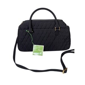 Vera Bradley Boston Bag Handbag Crossbody Purse Shoulder Strap Black Quilted